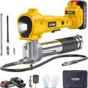 TaskStar Electric Grease Gun Cordless 10000 PSI, Grease Gun Kit with 22.0Ah Batteries & Charger, 39.4" Flexible Hose & LED Light for Tractors Trucks Trailers Heavy Equipment Maintenance (Yellow)