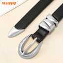 WHIPPY Women Skinny Leather Belt for Jeans Pants Dresses Ladies Fashion Waist Belt with Shiny Gold Buckle (Black)