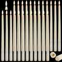 Baquler 24 Pcs Flameless Taper Candles Battery Operated Bulk 12.4 Ivory LED Taper Candles Flickering LED Candlesticks for Wedding Advent Halloween Christmas Party Decor