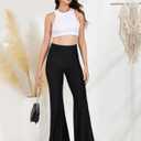 Tulucky Womens Stretchy Shiny Sports High Waisted Yoga Flare Pants Tummy Control Bell Bottom Leggings (Black, M)