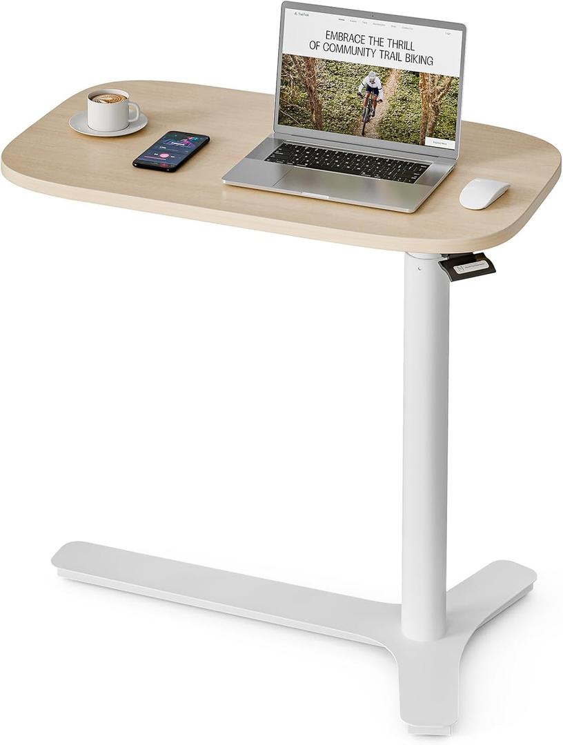 Muvai 30" Large Overbed Table with Wheels Adjustable Height Ideal Bedside Table for Home Medical Use - Rolling Table for Hospital - Over Bed Desk,Versatile Bedside, Lap Desk, Laptop Stand,Oak