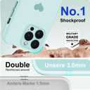 Designed for iPhone 16 Pro Case with Screen Protectors, Liquid Silicone Microfiber Lining Soft Rubber Shockproof Anti-Scratch Love Pattern Phone Case for iPhone 16 Pro Protective Cover Women (Cyan)