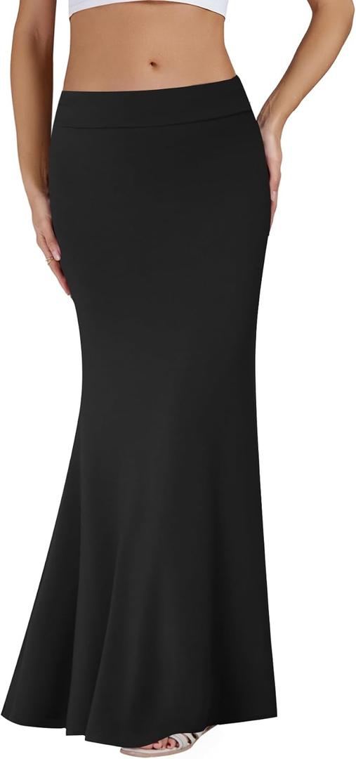 KIFOVEN Women's Casual Striped Print High Waist Maxi Long Pencil Skirt (Black, L)