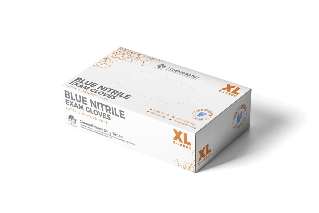 PurCel Labs Blue Vinyl Exam Gloves, 10 Pack, Size XL