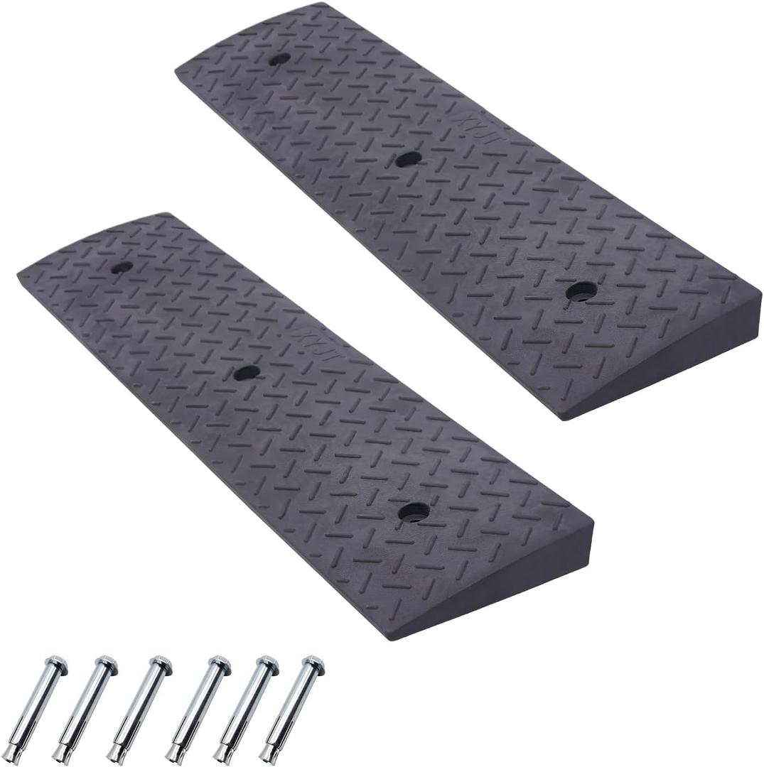 2 Pack 2'' Rise Rubber Curb Ramp Heavy Duty Loading Rubber Curb Ramps 3 Tons Driveway Ramp Car Slope Ramp for Loading Dock Bike Vehicle Warehouse Sidewalk Wheelchair (2" H)
