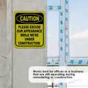 Caution Please Excuse Our Appearance While We're Under Construction - Caution Sign, Construction Signs, No Trespassing Signs - Aluminum Indoor or Outdoor Signs for Home, Office, Work - 8.5" x 10"
