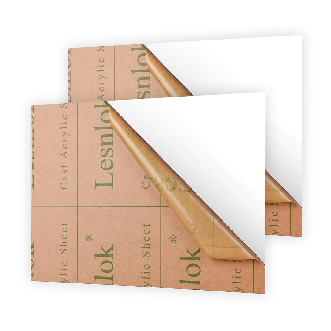 Lesnlok 24 x 36 White Acrylic Sheets 1/8 inch Thick 3mm 2 Pieces Matte Plexiglass Sheet,Suitable for Painting, Handicrafts, DIY Display Projects (2, Matte White, 24 x 36)