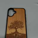 Carveit Magnetic Wooden Case for iPhone 16 Plus Case, Wood Artisan Engraved & Black Soft TPU Shockproof Cover, Compatible with MagSafe Wireless Chargers (The Yin Yang Tree) Cherry