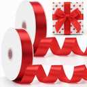Lyrow Red Ribbon 1.5 Inch x 300 Yards, Wide Red Satin Ribbon for Gift Wrapping DIY Crafts Roses Tree Mother's Day Wreaths Baby Shower Flower Bouquet Wedding Party Decor, 1-1/2 Inch