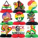 Black History Month Party Honeycomb Centerpieces For African American Table Decorations,African American History Celebration Centerpieces Party Supplies (Style 1)