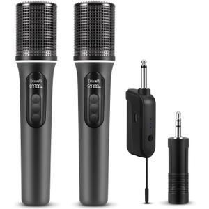 Wireless Microphones, 5-level Volume Adjustment, Dual Handheld Dynamic Mic with Dynamic Ambient Lighting, Ultra-Stable Rechargeable Receiver,40H Duration, 200ft Range, Karaoke Microphone for Singing