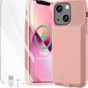 GIN FOXI 15W Fast Charging Battery Case for iPhone 13/13 Pro/14/14 Pro, Ultra-Slim Lightweight Powerful 7000mAh Charger Case Protection Anti-Slip Soft TPU Charging Case for iPhone 13/13Pro/14/14Pro (Pink)