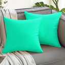 Outdoor Waterproof Pillow Covers 18x18 Set of 2 Decorative Patio Furniture Cushion Cases Outside Decor Couch for Garden Bench Porch Patio Tent Sofa, Aqua