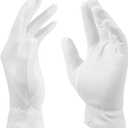 3 Pairs White Cotton Gloves for Dry Hands, Moisturizing Gloves for Sleeping Breathable Lotion Spa Gloves Overnight for Women and Men