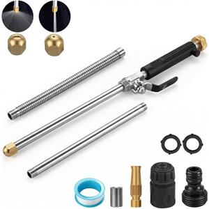Hydro Jet High Pressure Power Washer-high pressure cleaning tool Extra Long Extendable Wand,Flexible Water Hose Universal Nozzle,Gutter Patio Car Pet Window Cleaning tool black