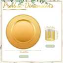 Tanlade 100 Pcs Charger Plates Bulk with Napkin Rings Set Include 50 Plastic Beaded Plate Chargers 50 Napkin Rings 13'' Round Dinner Plate Chargers Set for Table Setting Wedding Party(Gold)