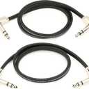 Ernie Ball Flat Ribbon Stereo Patch Cable 2-Pack, 24in Black (P06406)