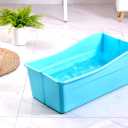 G Ganen Plastic Foldable Bathtub for Shower Portable Ice Bath Tub Blue 30Inch