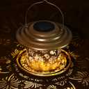 Solar Bird Feeders for Outdoors, Weatherproof Metal Bird Feeder, Outside Hanging Birdfeeder Lantern with Flowers Pattern for Courtyard Garden Decoration