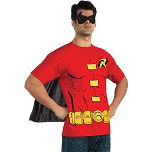 Rubie's Costume DC Comics Men's Robin T-Shirt With Cape And Mask (Medium, Red)