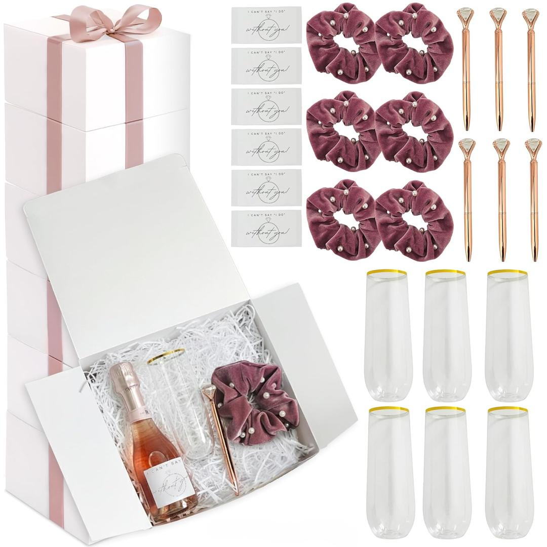 Bridesmaid Proposal Box Set of 6  42 Pcs Elegant Bridesmaid Gift Set for Asking Bridesmaids or Maid of Honor, Wedding Party Keepsake Box for Bridal Shower, Bachelorette & Bridal Party Gifts