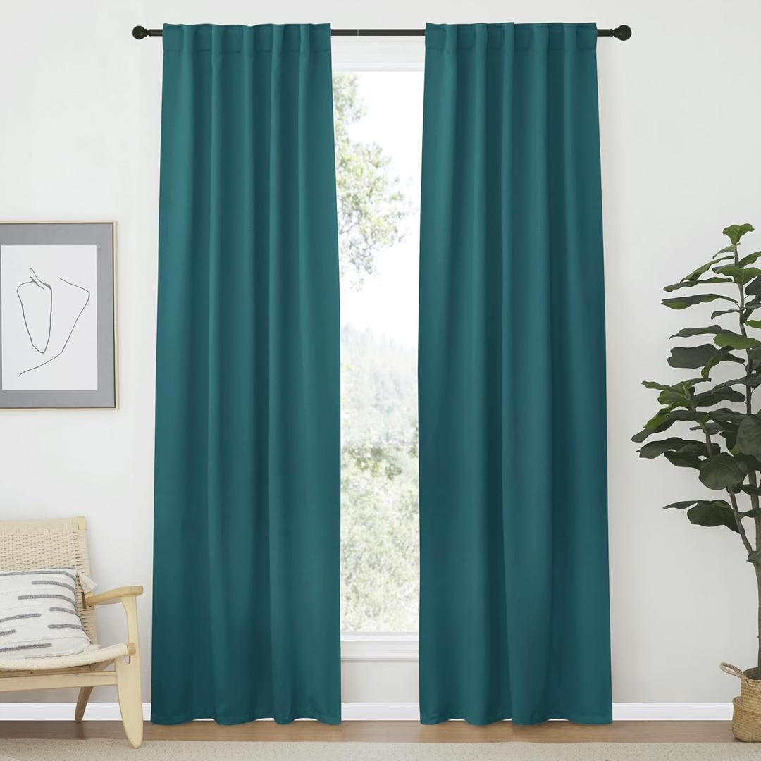 NICETOWN Living Room Darkening Curtains - (Sea Teal Color) W42 x L70, Set of 2, Home Decor Room Darkening Thermal Insulated Drapery Panels for Office/School/Hospital Window
