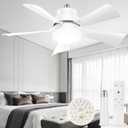Socket Fan Light, Ceiling Fans with Spare Light Panel Replacement, E26 E27 Screw in Lightbulb Fan Dimmable for Kitchen Garage Basement Laundry Room White