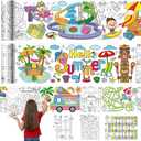 Janlaugh 3 Pack Summer Coloring Game Poster for Kids 118x11.8 Inch Fun Game Drawing Paper Roll Giant Coloring Posters Jumbo Summer Decoration for Classroom Activities Party Supplies