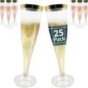 Reli. Champagne Flutes Plastic | 25 Pack | 4.5 oz - Gold Rim & Glitter | Premium Plastic Champagne Flutes | Party-Perfect for Celebrations