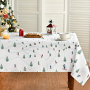 Horaldaily Christmas Tablecloth 60×84 Inch Rectangular, Cable Car Ski Tree Washable Table Cover for Party Picnic Dinner Decor