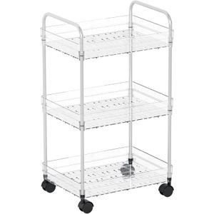 Yieach 3 Tiered Rolling Utility Cart on Wheels with Handle,Modern Design Storage Cart for Bedside,Nursery,Snack,Nail,Book,Diaper Caddy,Lash Cart Organizer,Detergent Stand for Laundry Room,Bathroom