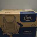 Serta Bryce Executive Office Chair, Ergonomic Computer DeskChairs with Patented AIR Lumbar Support, Comfy Body Pillows, Height Adjustable, Swivel Base with Wheels, Bonded Leather, Black