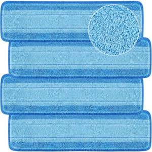 4 PCS Replacement Mop Pads, Microfiber Cleaning Mop Compatible with Bona Mop, Washable & Reusable Mop Refill Pads for Hardwood Floor, 18 Inch, Blue