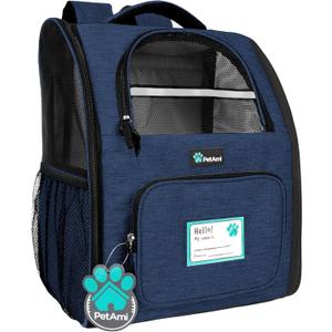 PetAmi Dog Backpack Carrier for Small Large Cat, Pet, Puppy, Ventilated Pet Hiking Backpack Travel Bag, Airline Approved Cat Backpack Carrier, Camping Biking Dog Bag Up to 18lbs Pet, Navy