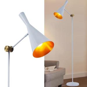 Modern Industrial Floor Lamp For Bedroom, 64'' Adjustable Gold Inner Shade Tall Floor Lamp For Office, Living Room, Skinny Corner Accent Reading Standing Lamp, Retro Farmhouse Mid-Century, White