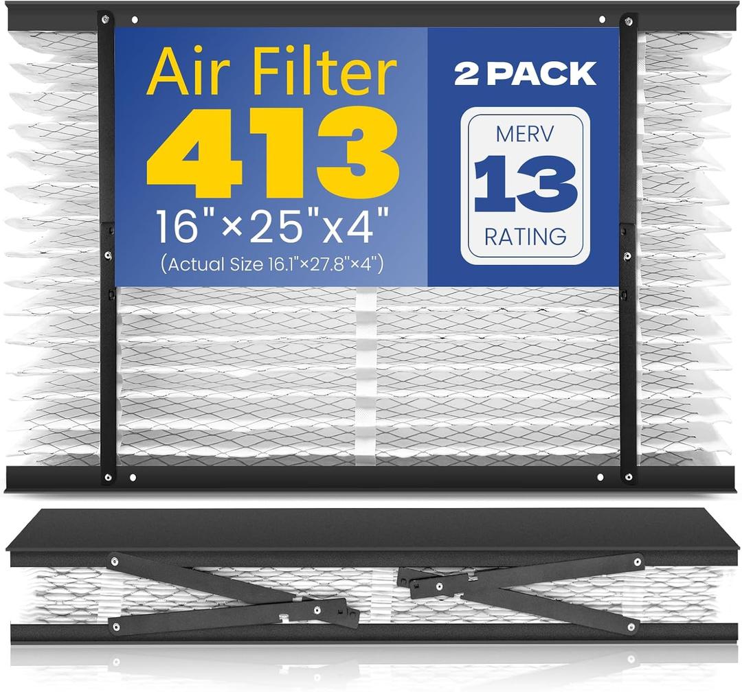 2-Pack 413 Replacement Filter Compatible with Aprilaire Whole House Air Purifiers, Models 1410, 1610, 2410, 2416, 3410, 4400, MERV 13 Air Purifiers, Size: 16x25x4(Actual Size 16.1''x27.8"x4)