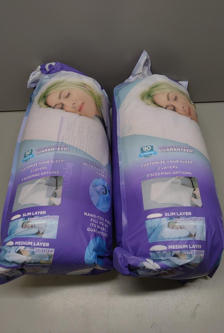 x2 Nuzzle Cooling Adjustable Pillow for Side Sleepers, Luxury Standard Size Bed Pillow Hotel Collection - Best Adjust Height Soft Firm Pillow for Back, Stomach or Side Sleepers - Home Gifts