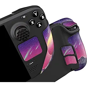 PlayVital Professional Textured Soft Rubber Pads Handle Grips for Steam Deck LCD & OLED, Trackpads Skin Grip Enhancement Back Button Protective Stickers Set with Thumb Grip Caps  The Great Wave
