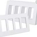 CML 4Gang Matte White Decorator Screwless Wall Plates, 4 Pack Light Switch Covers, Standard Size 4.68” X 8.34”, Scratch and Impact Resistant, Hidden Screws, Polycarbonate