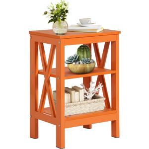 VECELO Modern Nightstands X-Design Side End Table Night Stand with Storage Shelf for Bedroom,Living Room, (Orange)