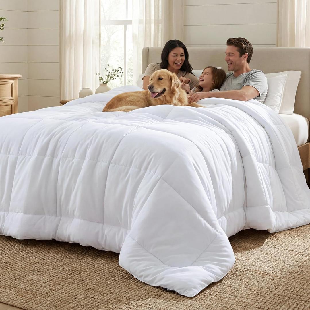 Bedsure Oversized King Comforter Duvet Insert - Bed Comforter Quilted White
