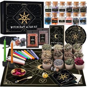 Wyspell Large Witchcraft Kit 65 PCS - Witch Altar Spell Set - Wiccan Supplies and Tools - Witch Set for Beginners Witchcraft Supplies Kit (Herbs Type 2)