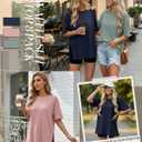 3 Pack Women's Oversized Waffle Knit Short Sleeve Tops Side Split Crewneck Loose Long T-Shirts Summer Casual Tees (XL)