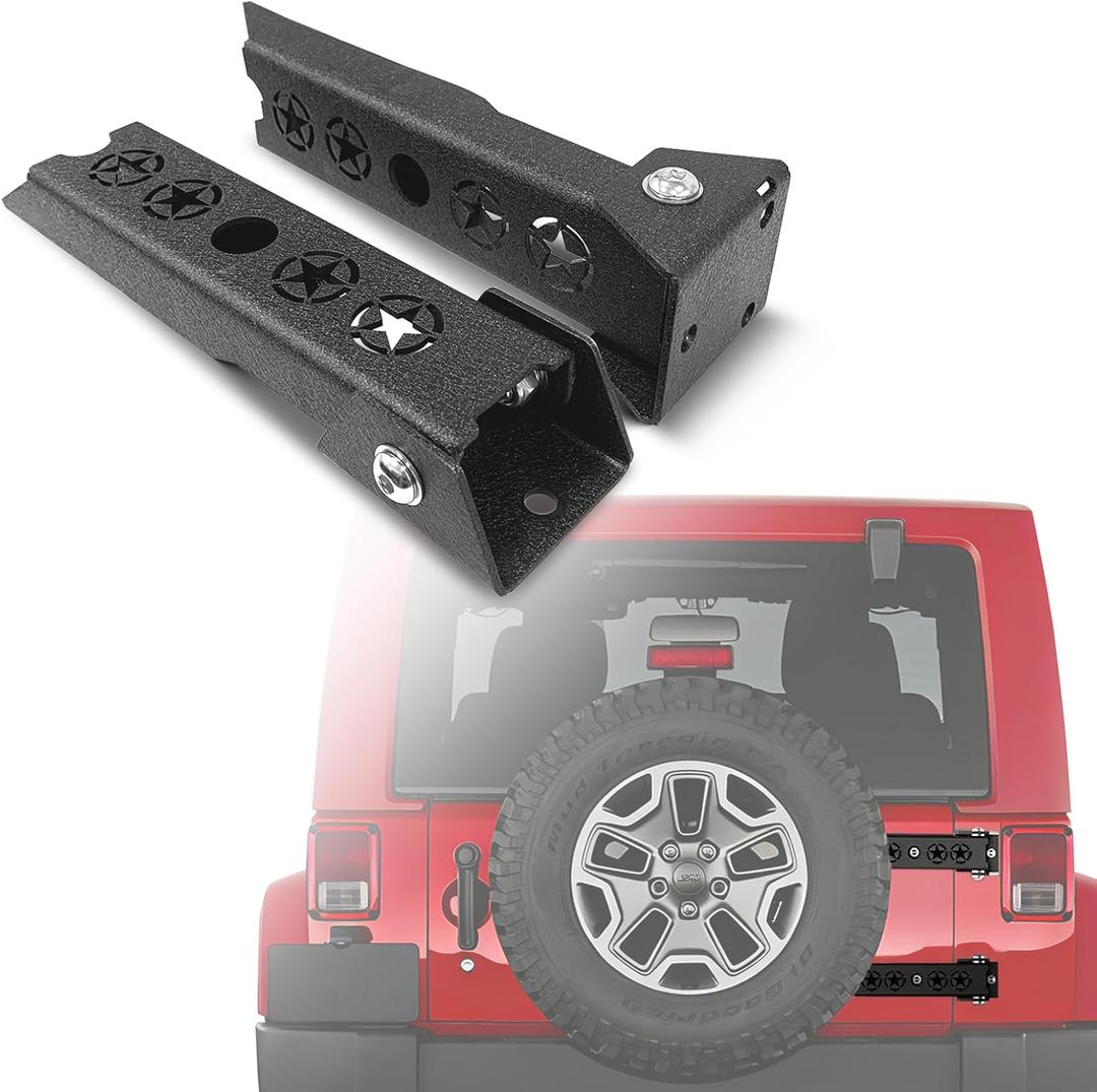 Heavy Duty Reinforced Tailgate Hinge Set Compatible with 2007 2008 2009 2010 2011 2012 2013 2014 2015 2016 2017 2018 Jeep Wrangler JK JKU 2 PCS Steel Rear Door Hinges Tail Gate Hinge Bracket