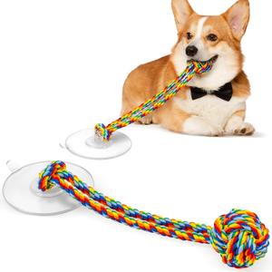 Interactive Dog Toy for Tug of War with Rope Ball for Small Dogs,Rainbow | Strong Suction Cup Play|Dog Enrichment for Solo Play|Helps Relieve Boredom|Supports Healthy Chewing|Ideal for Indoor