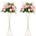 NUPTIO 2 Pcs Gold Vases for Centerpieces, 31.1in Tall Metal Trumpet Vase, Road Lead for Wedding Party Dinner Centerpiece, Flower Stand for Christmas Anniversary Birthday Home Decoration