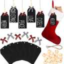 Junkin 12 Set Christmas Stocking Name Tags DIY Name Sign Christmas Ornaments Including Chalkboard Tags Wood Beads and Bow for Christmas Stockings Home Farmhouse Decor (Mixed Colors,4.5 x 2.6 Inch)