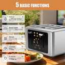 WUNLY Smart Digital 4 Slice Toaster with Touch Screen, 1.5'' Extra Wide Slots for Bagel, Digital Countdown & Sound Control, 6 Bread Types & 6 Shade Settings, Defrost/Reheat/Standby, Silver