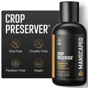 MANSCAPED The Crop Preserver, Men's Ball Deodorant, Male Care Hygiene Moisturizer, Anti-Chafing Groin Protection with Cooling Aloe Vera, Refined Scent, 4oz (4 Fl Oz (Pack of 1))