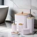 Toilet Brush Set, Toilet Storage Bucket with Bamboo Lid, Bathroom Organizer Container for Toiletries